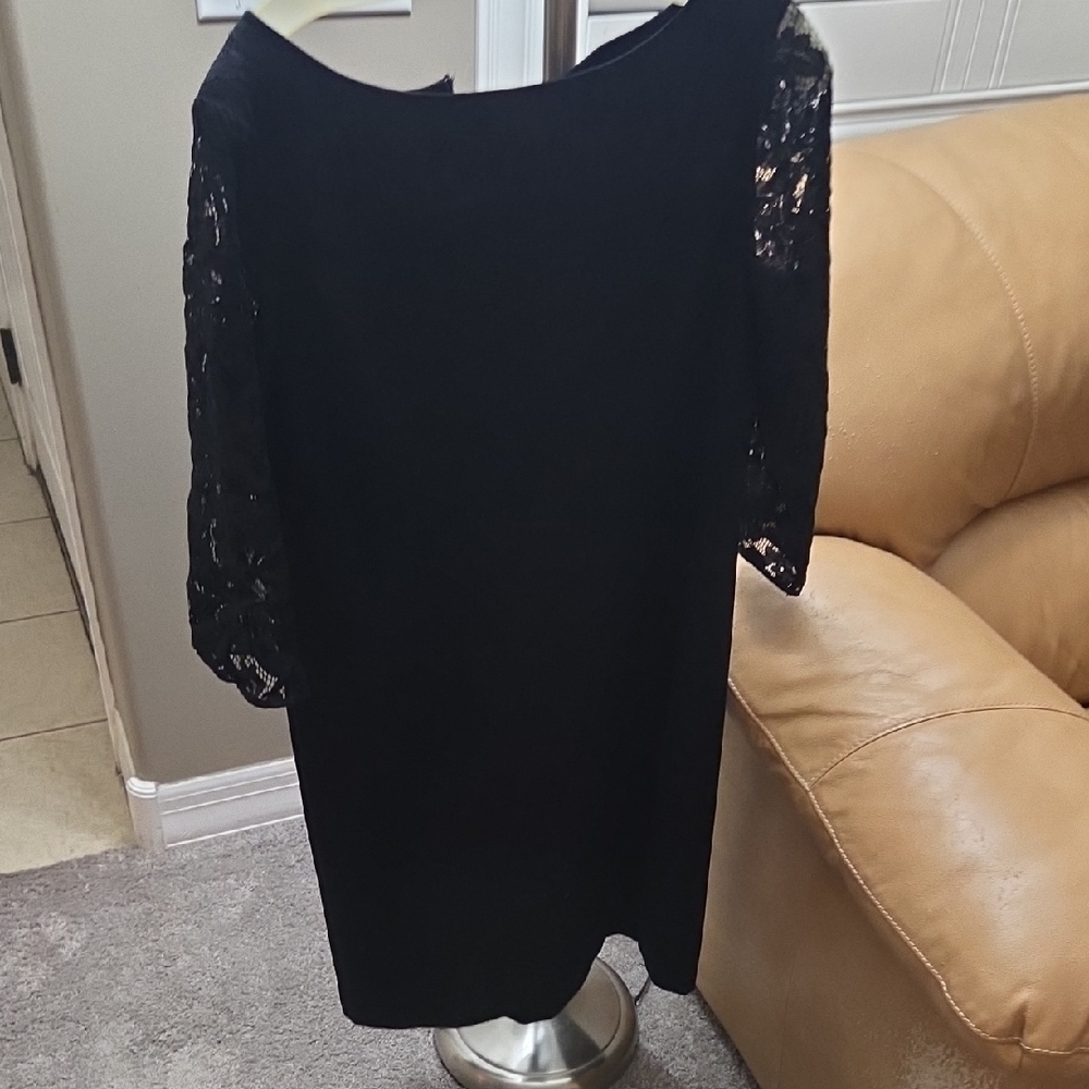 Talbots Black Long Sleeve Lace Dress